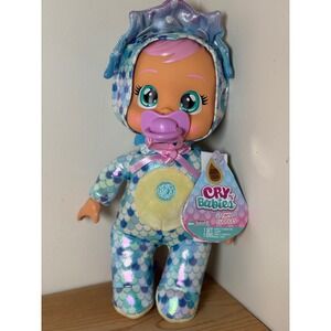 New Cry Babies Tiny Cuddles DINOSAUR Tina Plush Baby Doll Real Tears pacifier
